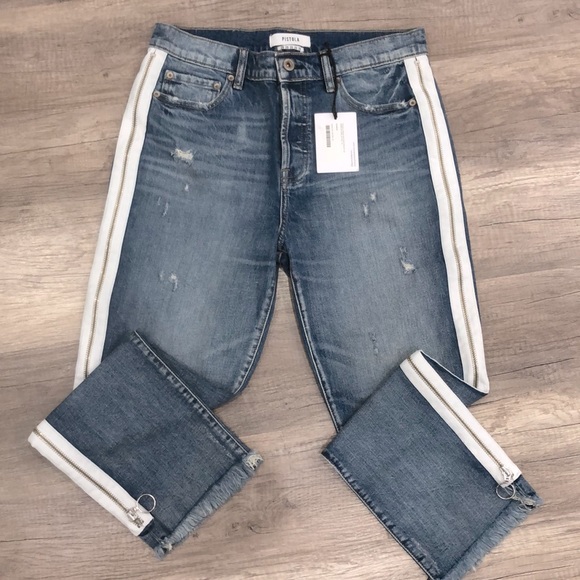 PISTOLA CHARLIE HIGH RISE STRAIGHT LEG, My Way, Side white zipper, Raw hem ๐ - Picture 6 of 17